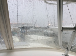 Looking toward the bow from the dry comfort of DW's enclosed Cockpit.